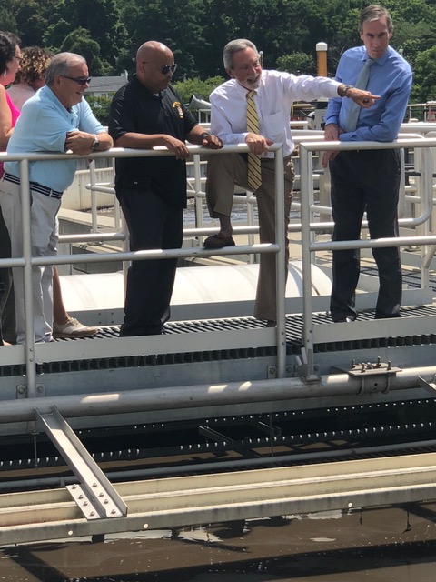 Pictured with Speaker Heastie in the first photo at the Great Neck Pollution Control District (from left to right): Assemblymember Anthony D'Urso, Great Neck Pollution Control District Commissioner Steve Reiter and a member of the Hempstead Harbor Pr