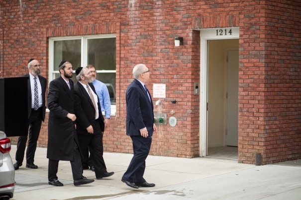 Assembly Member Simcha Eichenstein and Assembly Housing Chair Steven Cymbrowitz visit Culver El in the Borough Park neighborhood of the Brooklyn borough of New York City on Monday, April 15.