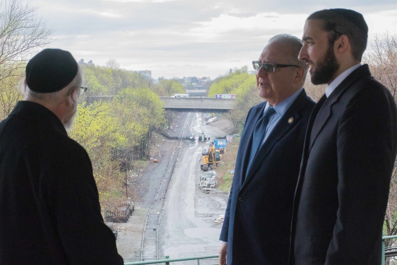 Assembly Member Simcha Eichenstein and Assembly Housing Chair Steven Cymbrowitz visited the proposed development above the LIRR rail tracks that run through parts of Borough Park, along the lower 60th streets in the Brooklyn borough of New York City on Mo