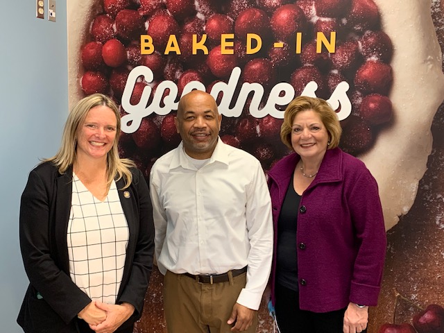 Pictured in the second photo with Speaker Heastie at Special Touch Bakery (from left to right) is Assemblymember Sarah Clark and Special Touch Bakery President and CEO Donna Dedee.