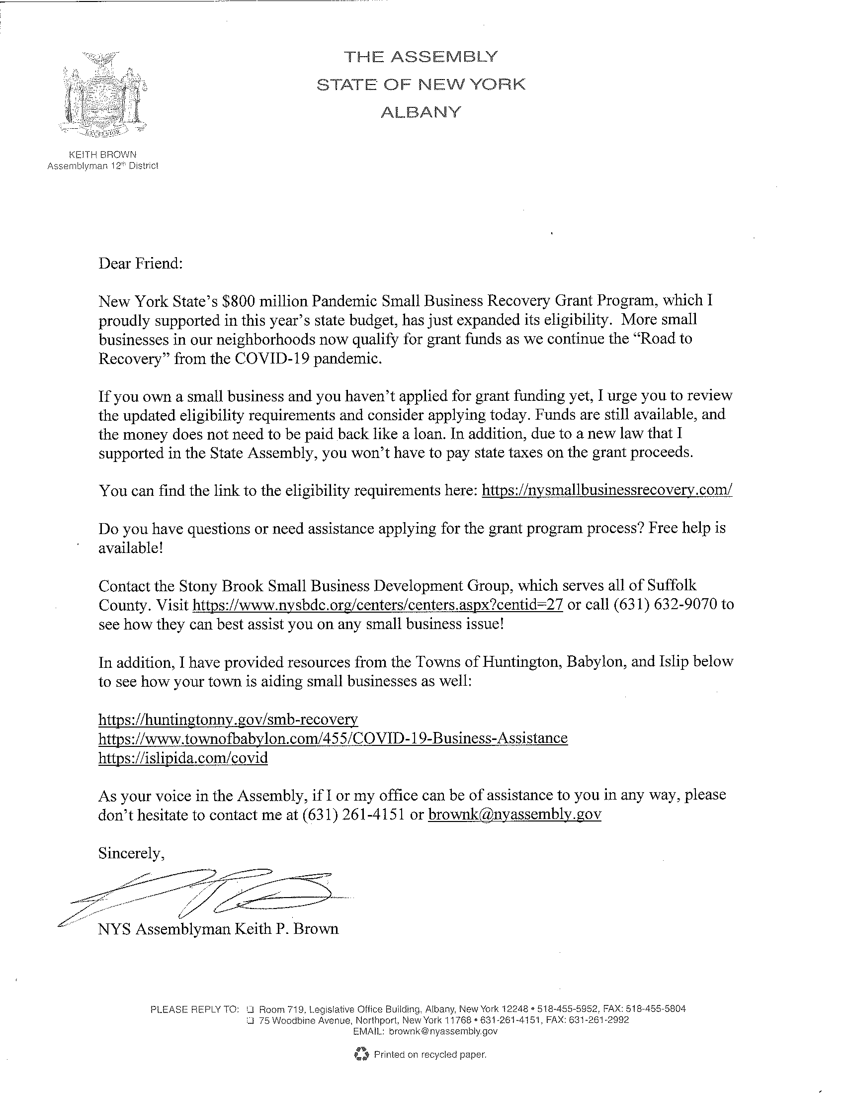 Small Business Letter