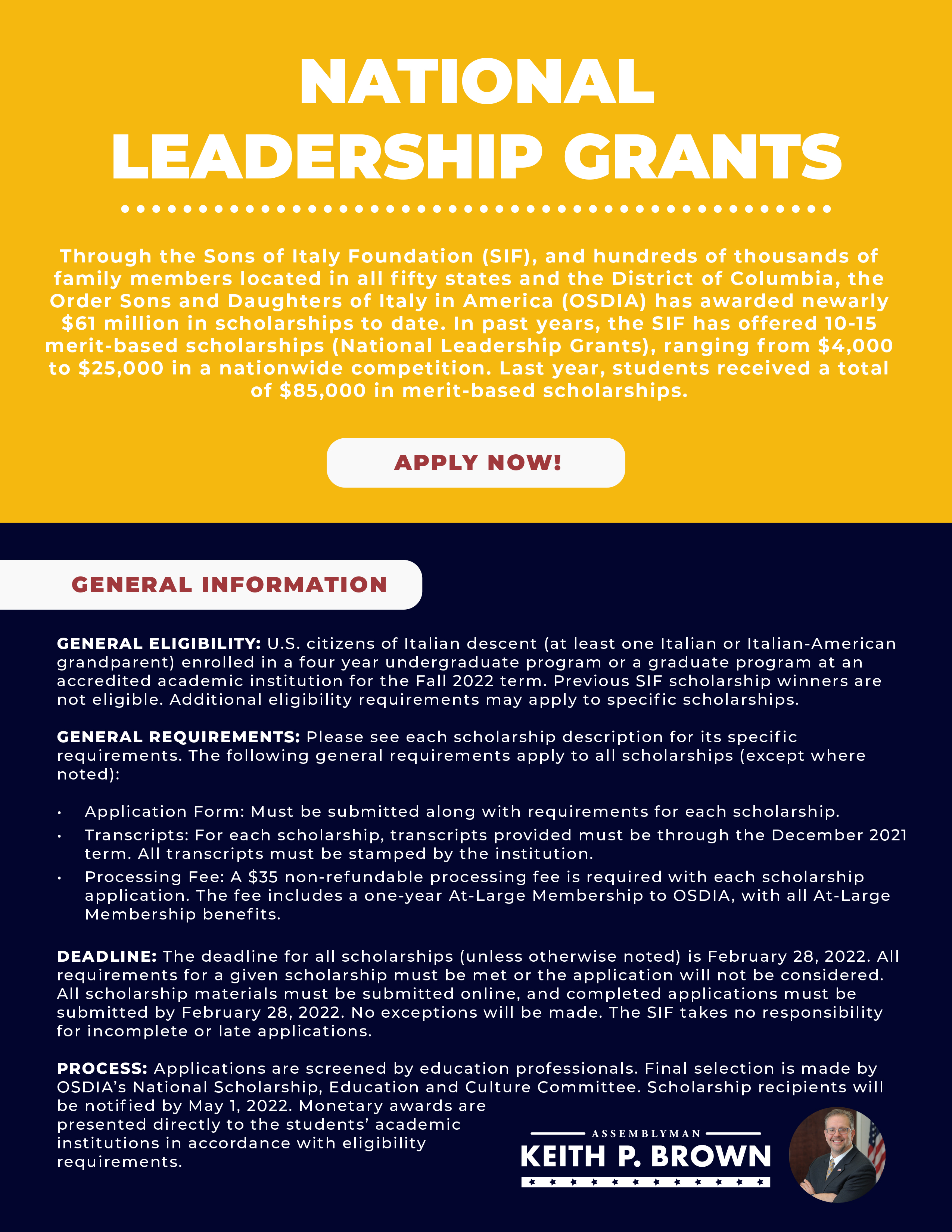 Sons of Italy National Leadership Grants
