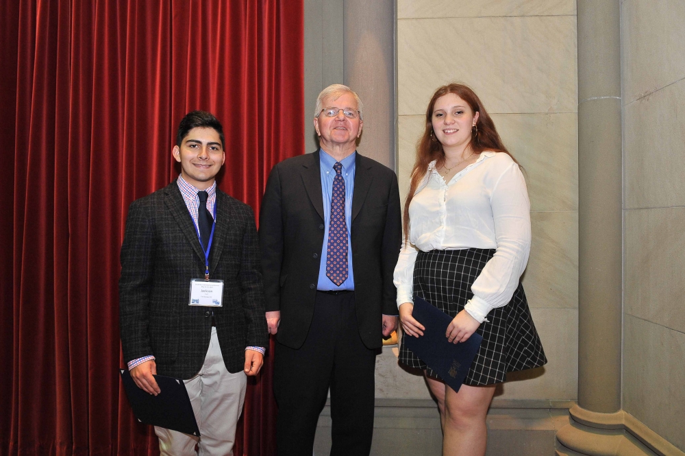 Assemblyman Fred W. Thiele, Jr. (I, D, WF, WE - Sag Harbor) welcomed Jackson Parli and Stella Westlake to the Assembly Chamber in Albany on Monday, May 22, 2017. These Westhampton Beach High School st