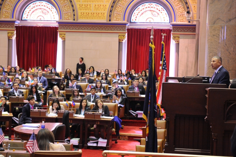 Assemblyman Phil Ramos, chair of the PRHYLI, welcomed Latino youth from across the state who were participating in a weekend-long conference in Albany in which they learned about state government and