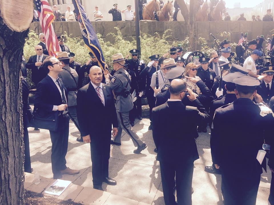 Assemblyman Ramos at the New York Police Officer Memorial Ceremony on May 5th acknowledging the contributions of officers that have lost their lives in their line of duty.
