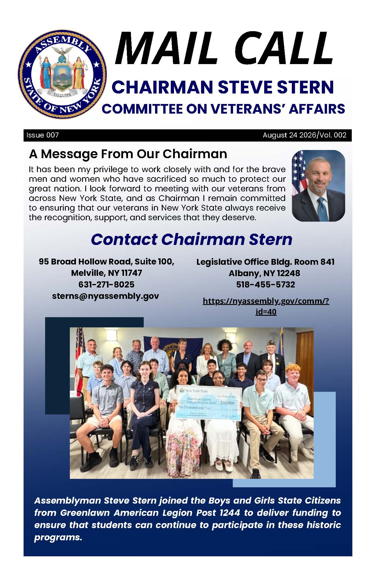 Mail Call from Chairman Steve Stern – August 24, 2026