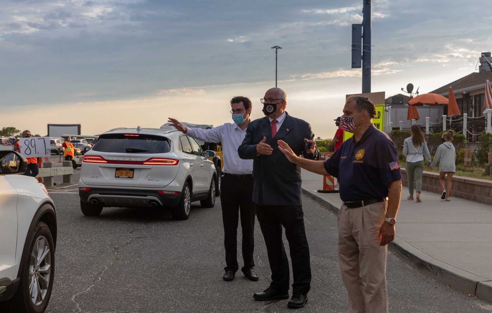 Assemblyman John Mikulin (R,C,I-Bethpage) joined Town of Hempstead Councilman Dennis Dunne, and Town of Oyster Bay Supervisor Joseph Saladino to support the Town of Oyster Bay drive-in movie event on