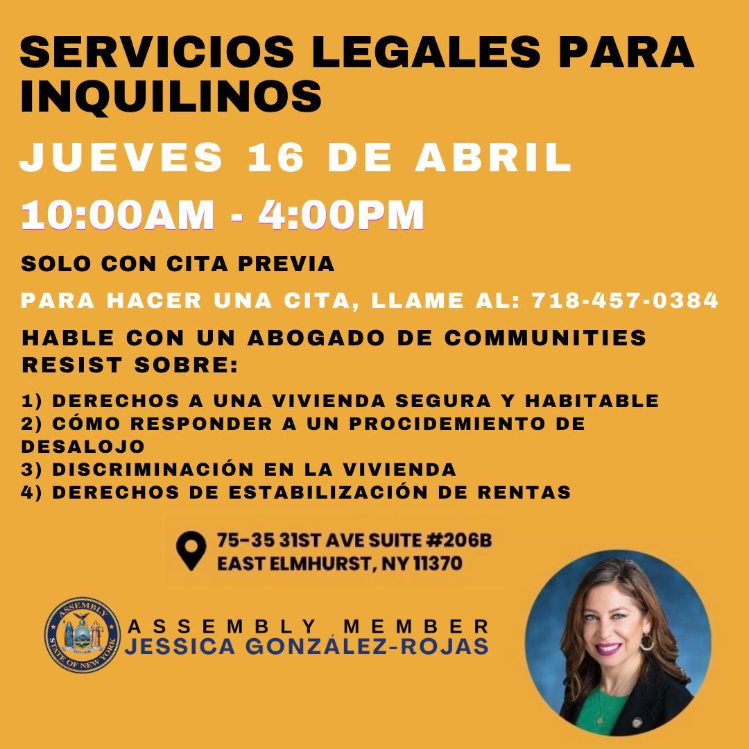 Servicios Legales Para Inquilinos &ndash; 16 de Abril, 2026