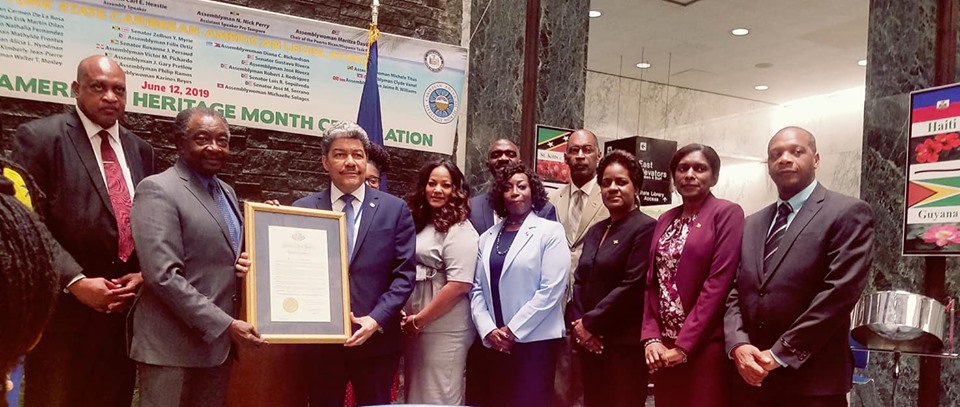 Celebrating Caribbean Heritage Month with colleagues and representatives for Trinidad and Tobago, St. Vincent, Guyana, Dominican Republic, Dominica and Jamaica.