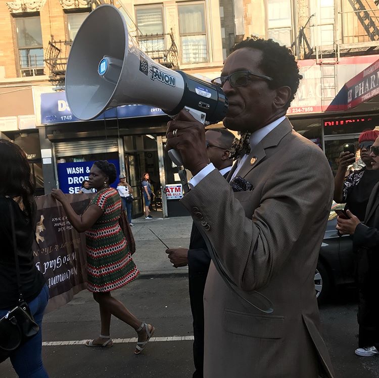 Assemblymember Taylor at the New York Police Department (NYPD) 30th Precinct’s Stop the Violence rally to call for an end to gun violence on July 2, 2018.