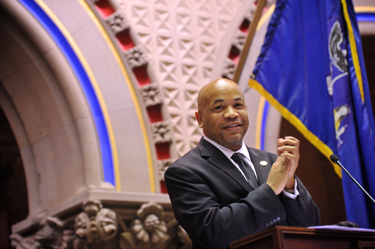 Speaker Heastie on the dais in the Assembly Chamber