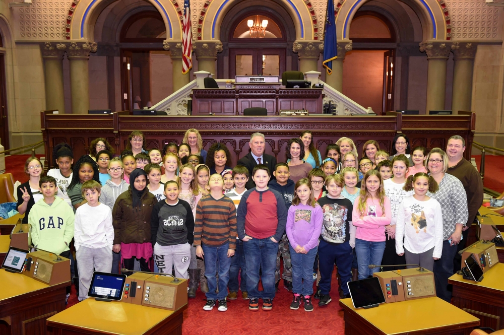 Assemblymember McDonald hosts a 3rd grade class from Watervliet Elementary School in the NYS Assembly Chamber.