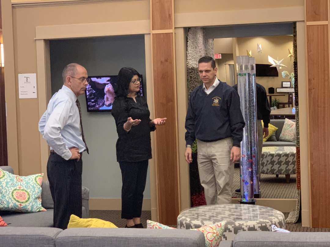 Assemblyman Angelo Santabarbara tours the Transitions program led by Shaloni Winston (Transitions founder, Lexington CEO, and Wally Hart, Division Director for Business & Community Development, Le