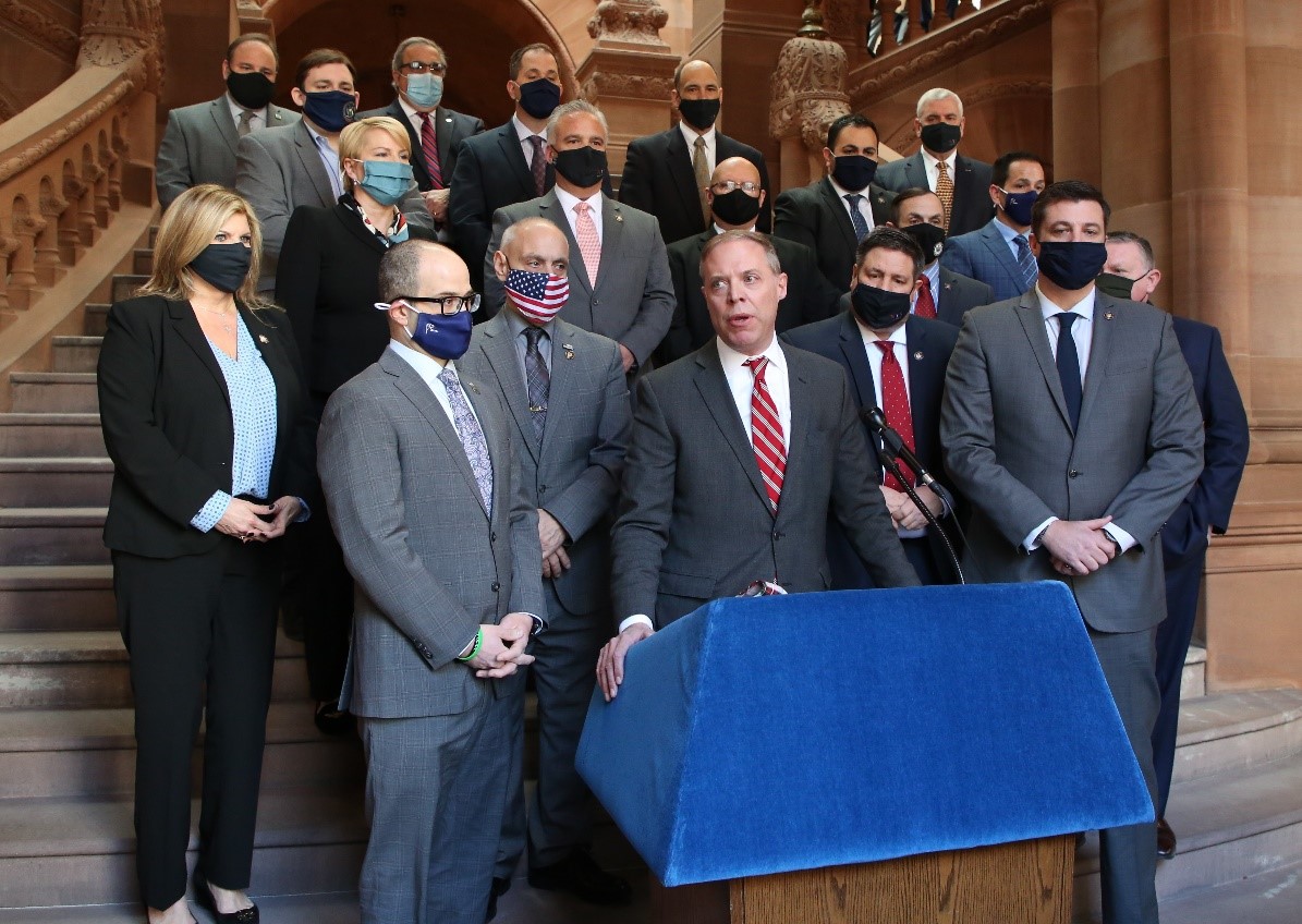 Assemblywoman Mary Beth Walsh (R,C,I-Ballston) pictured in Albany, NY at a press conference with the Assembly Minority Conference on Monday, March 8.