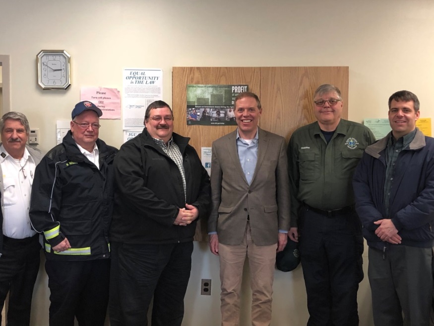 In photo, from left are Dave Butler of TLC Ambulance, Norm Wallis of Northern Oswego County Ambulance, Dave Sherman of Seaway Valley Ambulance, Lyle Robbins of North Shore Ambulance and Zach Menter of