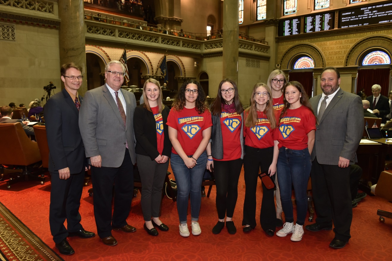 (From left to right: Assemblyman Chris Friend (R,C,I-Big Flats), Sen. Tom O’Mara, Michelle Larimore (STTAC Community Engagement), Trinity Ford, Savannah Ayers, Amber Updike, Samantha White (STTAC