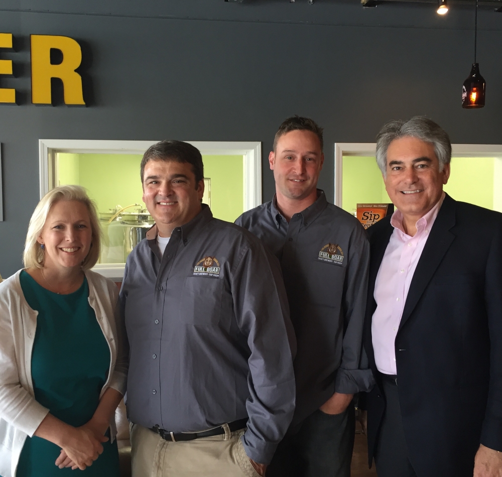 Assemblyman Stirpe and United States Senator Kirsten Gillibrand visit Full Boar Craft Brewery, in North Syracuse, New York. Al works with his colleagues in the US Senate to make Central New York a pla
