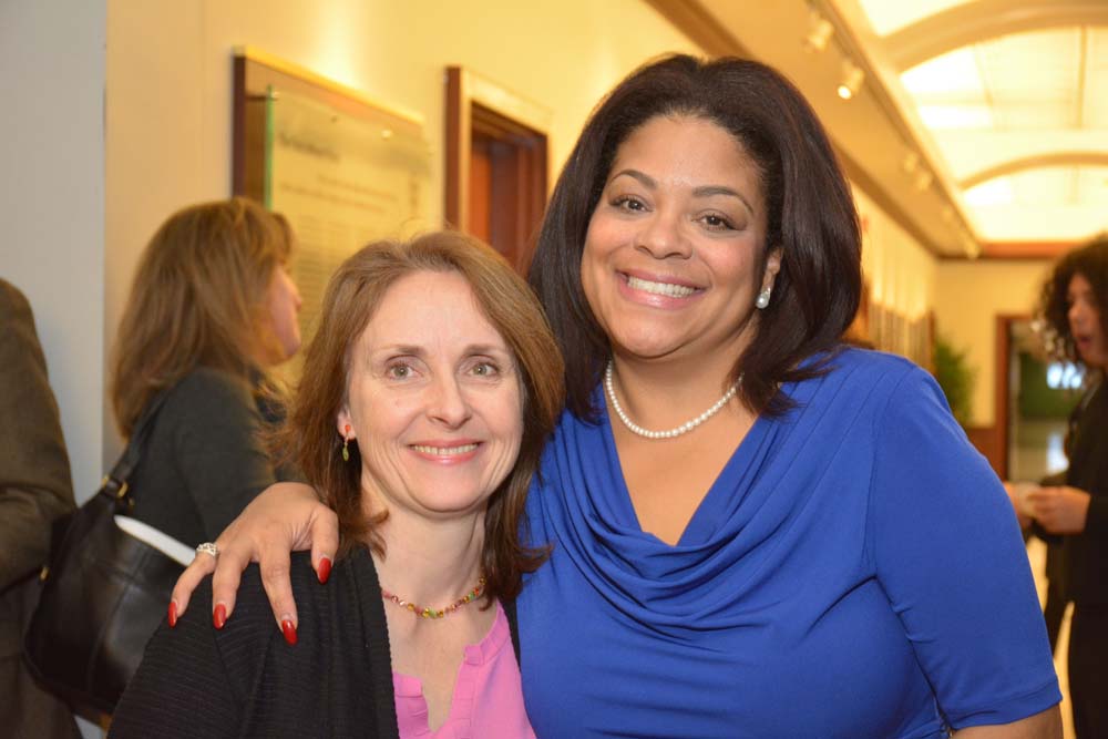 DeWitt Town Board Member Kerin Rigney and Assemblymember Pamela J. Hunter at her swearing-in at Le Moyne College