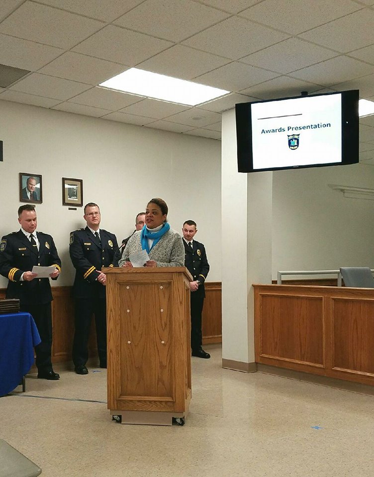 Assemblymember Hunter addressed the DeWitt Police Department at their annual awards ceremony to thank them for their hardwork and service in the community.