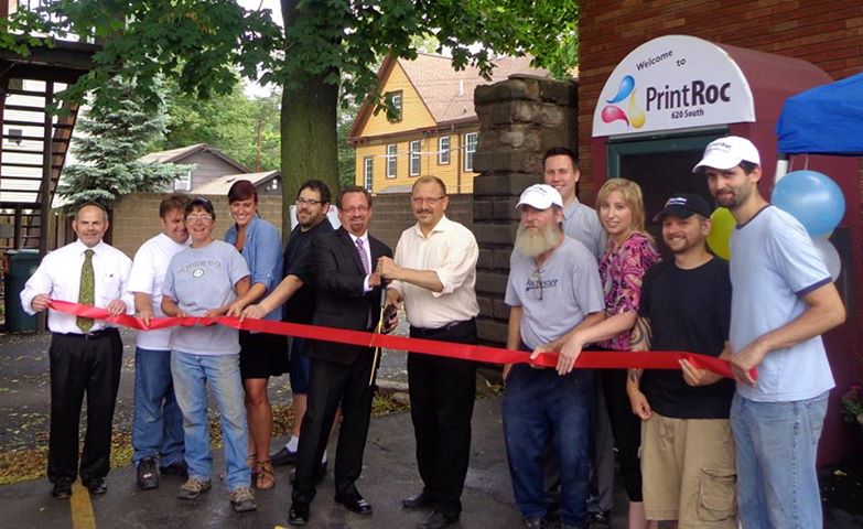 Assemblymember Bronson attends the ribbon-cutting ceremony for Printroc, a printing company located in Rochester