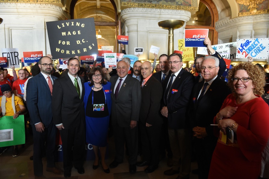 Assemblyman Angelo J. Morinello (R,C,I,Ref-Niagara Falls) joins Assembly colleagues at a direct-care rally in Albany.
