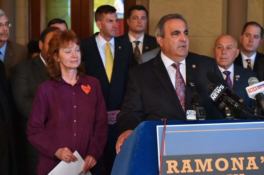 Assemblyman Joseph M. Giglio (R,C,I-Gowanda) at his press conference announcing Ramona’s Law on Tuesday, May 21, 2019 at the NYS Capitol.