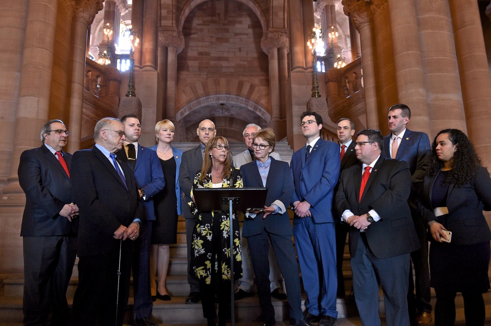 Assemblyman Joe DeStefano (R,C,I,Ref-Medford) attends press conference calling for an increase in funding for the mental hygiene system on Wednesday, March 20.