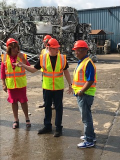 Pictured in the first picture with Speaker Heastie at Empire Recycling is (from left to right): Assemblymember Marianne Buttenschon and Empire Recycling Executive Vice President Ed Kowalsky.