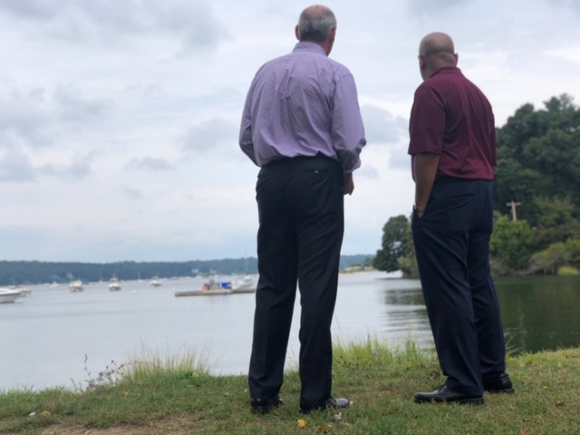 Pictured with Speaker Heastie in the second photo at the Cold Harbor Springs waterfront is Assemblymember Steve Stern.