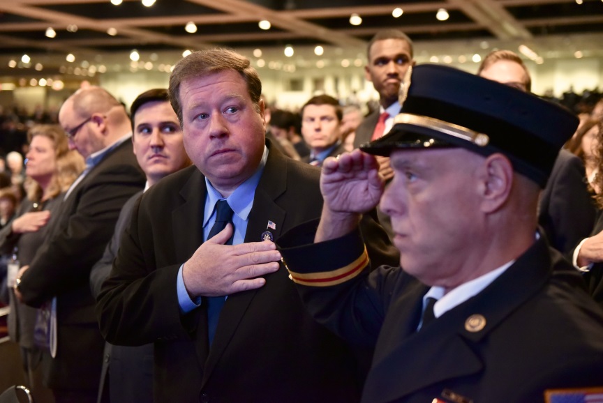Assemblyman Chris Tague (R,C,I,Ref-Schoharie) at the 22nd annual New York State Fallen Firefighters Memorial Ceremony on Tuesday, October 8.
