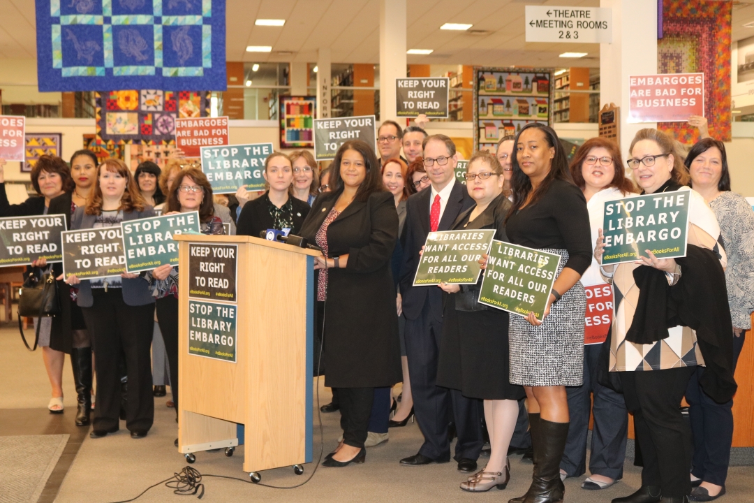 Library Advocates and Assw. Solages Rally for Reversal of E-book Restriction